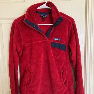 Patagonia re-tool snap fleece red and navy M